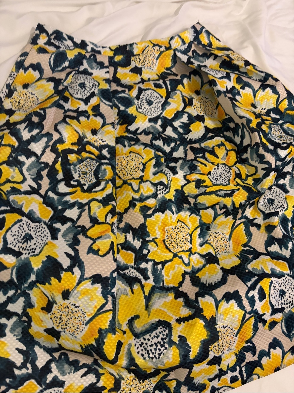 H&M Yellow & Teal Floral A-Line Skirt
